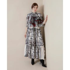 Crimson Nouveau cape dress