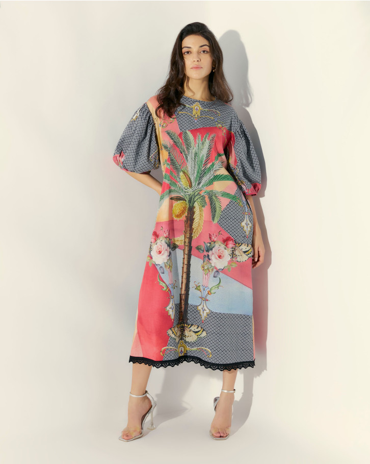 Tropical Mirage relaxed midi dress