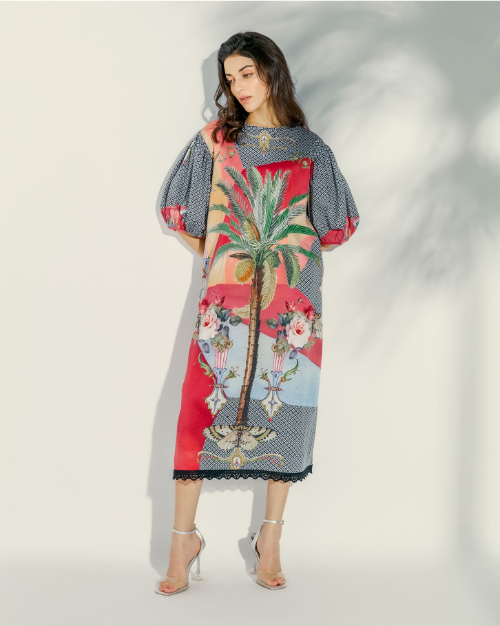 Tropical Mirage relaxed midi dress