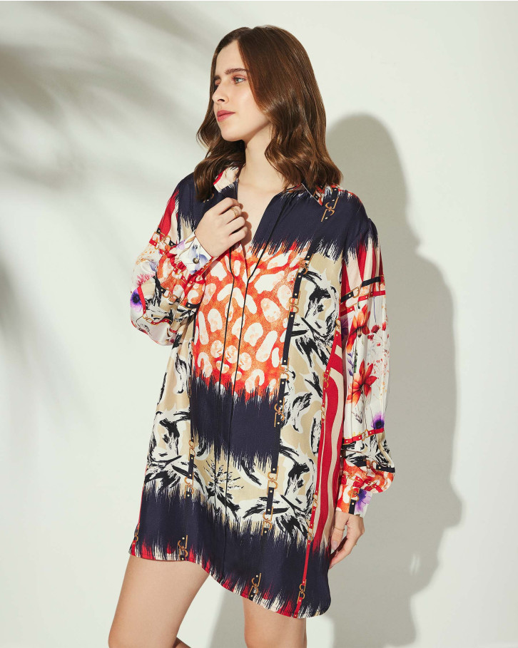 Tangerine Bloom short dress