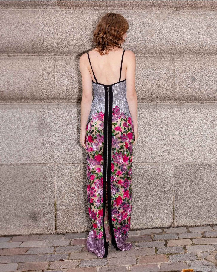 Anemone, Multicolored Sequinned Long Dress