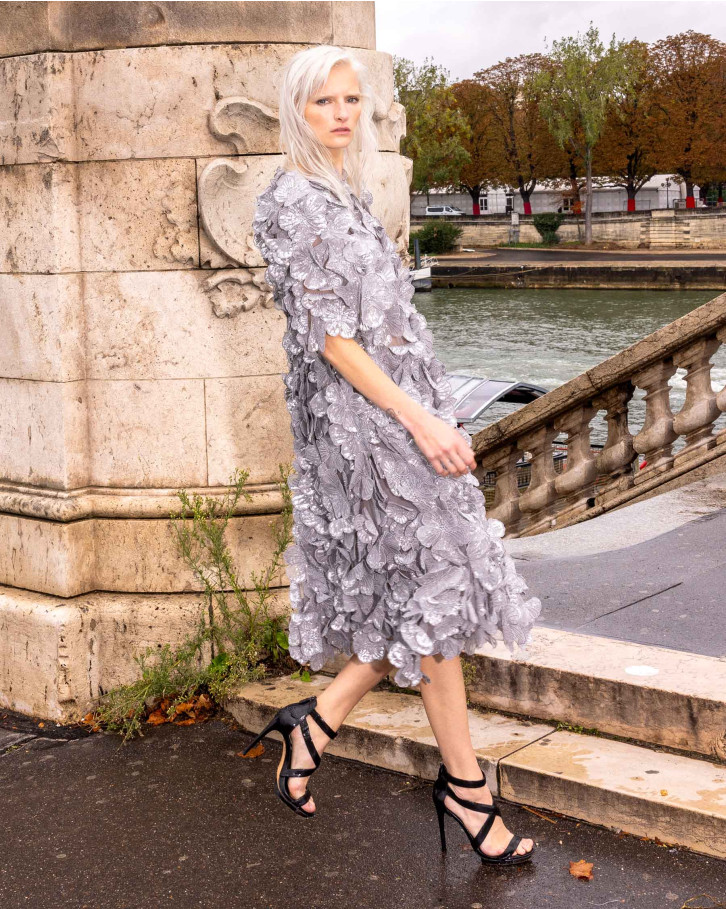 Calla, Grey Midi Dress