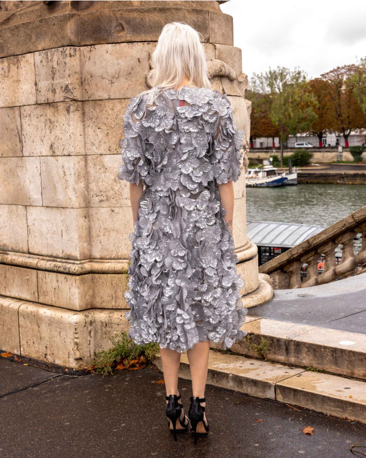 Calla, Grey Midi Dress