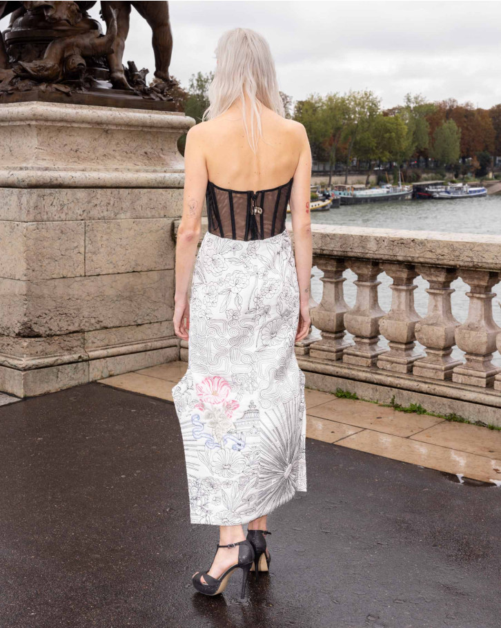 Iris, White Quilted Long Dress