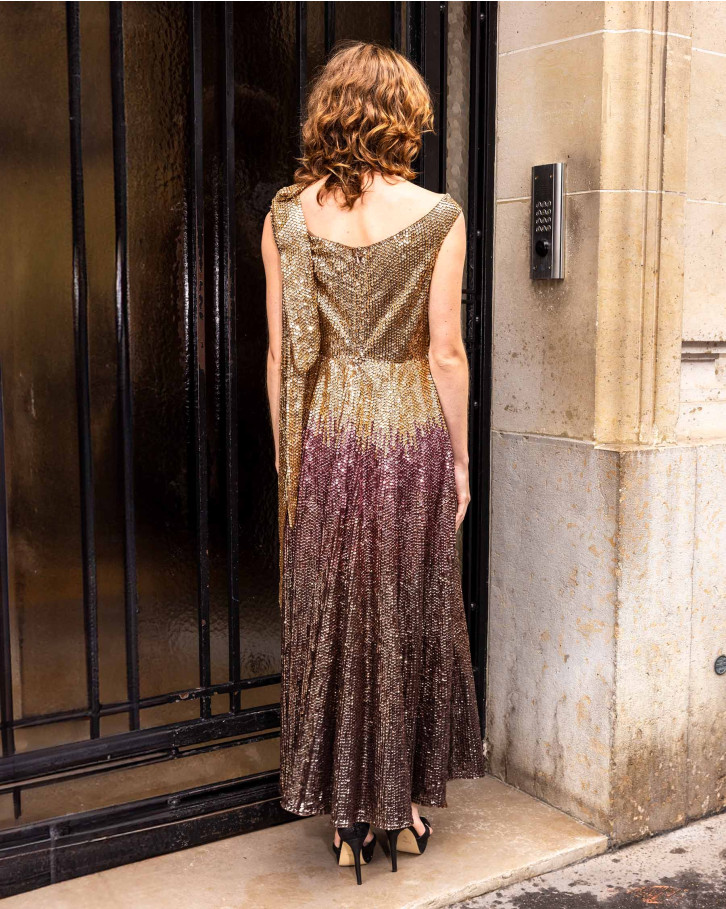 Leilani, Brown And Gold Ombré Long Dress