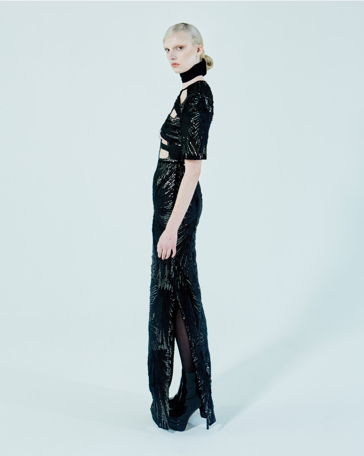 Black cut-out embellished dress