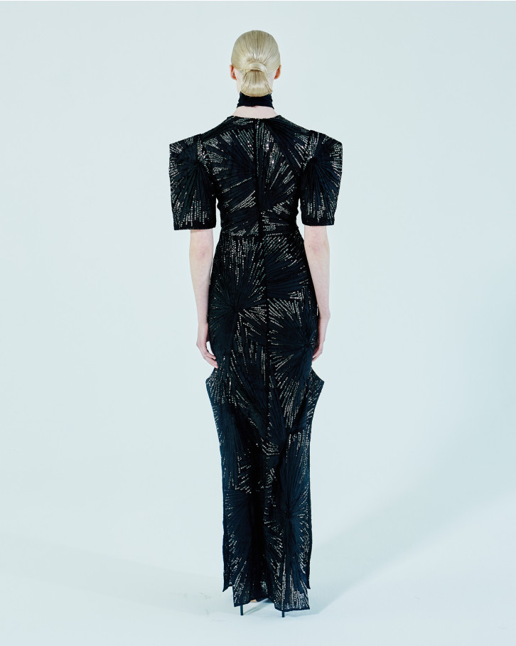 Black cut-out embellished dress
