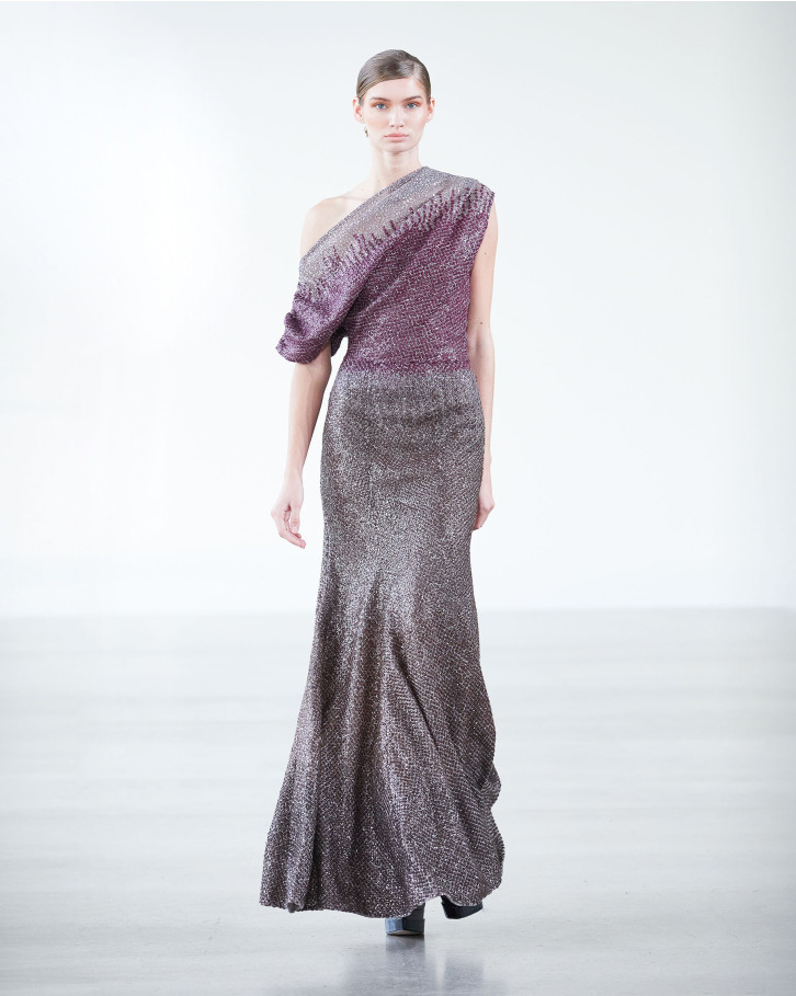 Moonstone-based, one-shoulder long dress