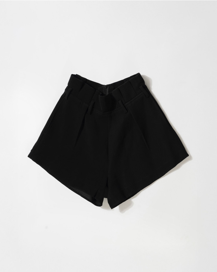 Black wide-legged shorts