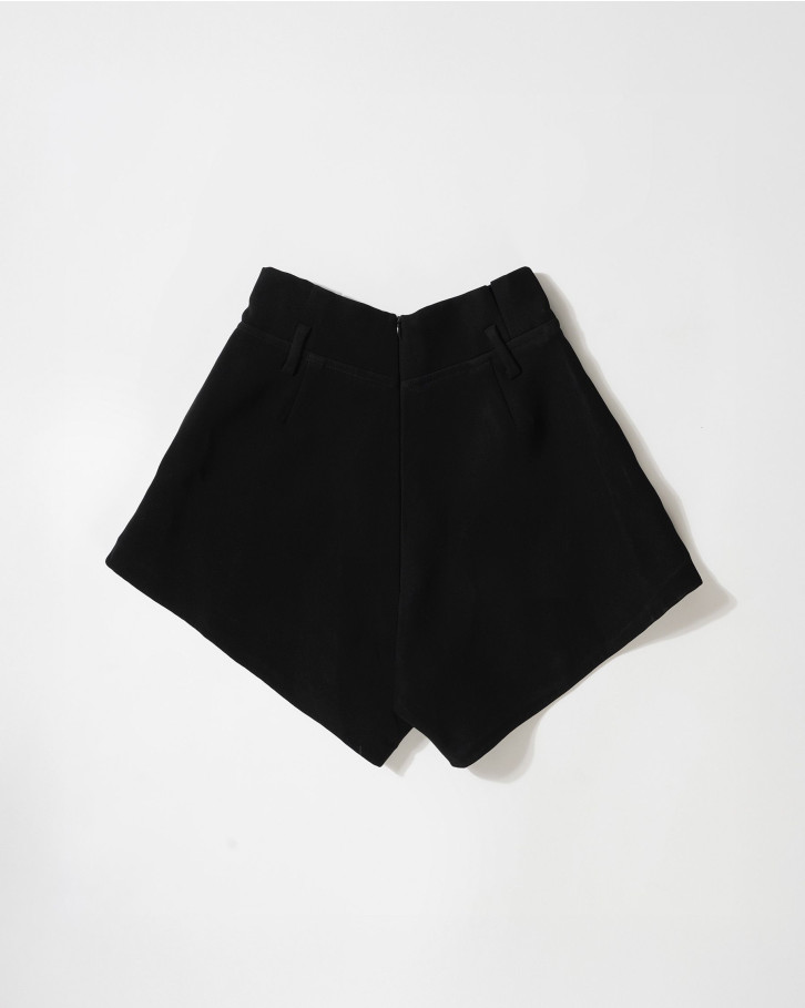 Black wide-legged shorts