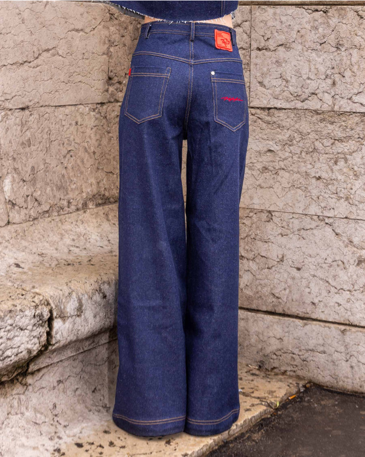 Denim pants with ankle zips