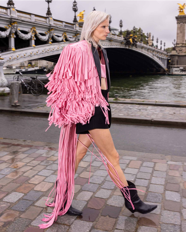 Rose, Candy Pink Fringed Jacket