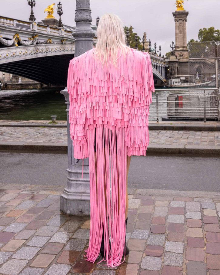 Rose, Candy Pink Fringed Jacket