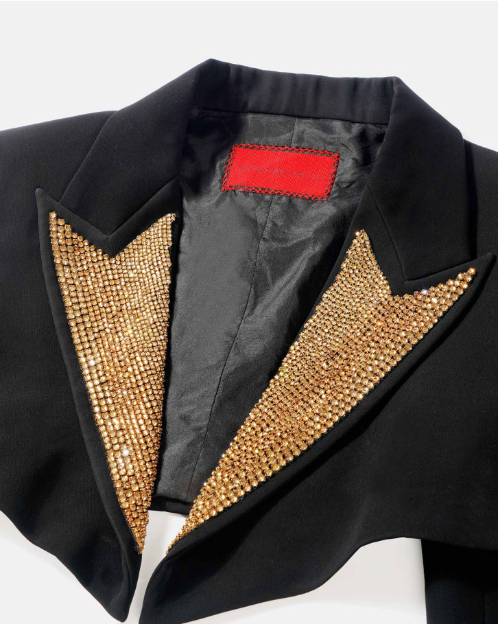 Black embellished cropped blazer