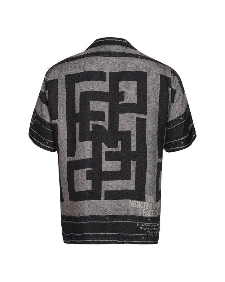 Grey-based, black 'FSP' monogram patterned shirt