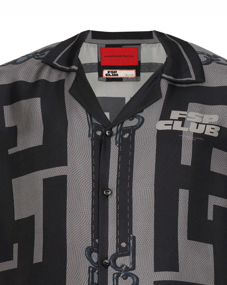 Grey-based, black 'FSP' monogram patterned shirt