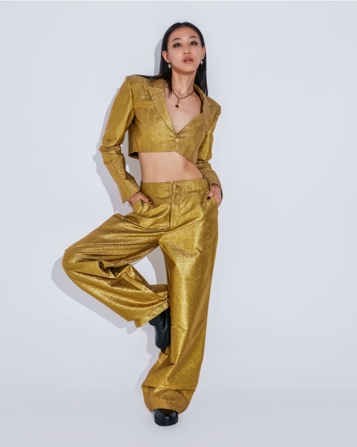 Gold FSP monogrammed cropped jacket