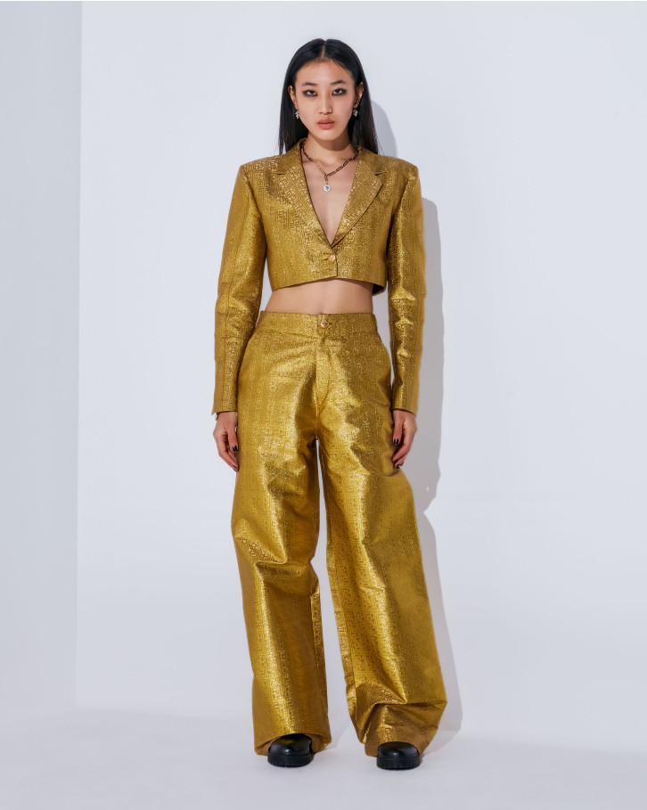 Gold FSP monogrammed cropped jacket