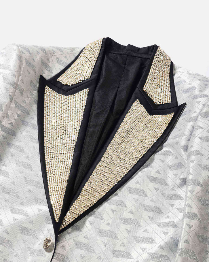 Snow white FSP embellished blazer 