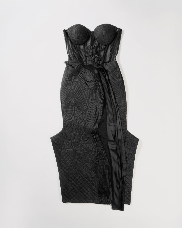 Black quilted corset dress