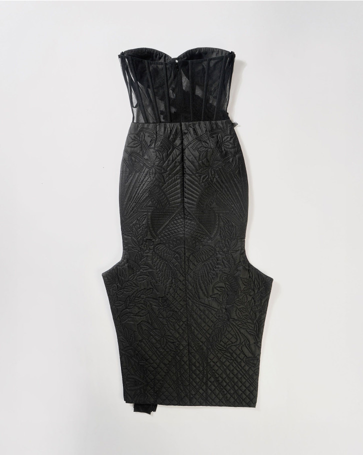 Black quilted corset dress