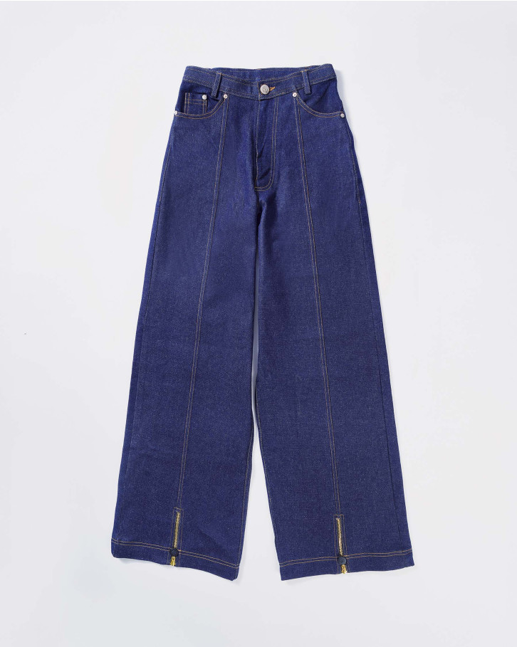 Denim pants with ankle zips