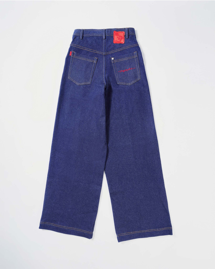 Denim pants with ankle zips