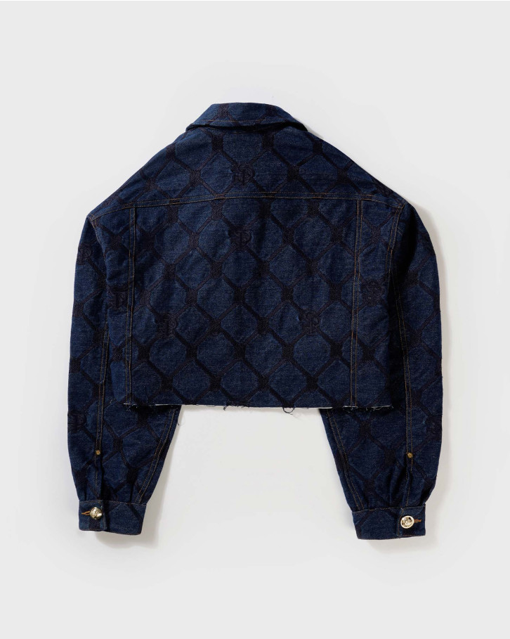 Quilt textured denim jacket