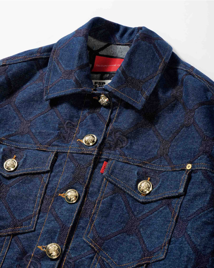 Quilt textured denim jacket