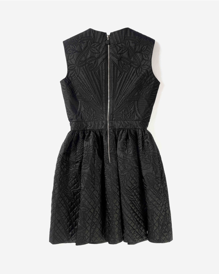 Black quilted fit and flared dress