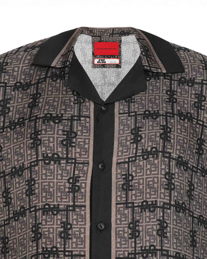 FSP Club black and beige monogram patterned shirt