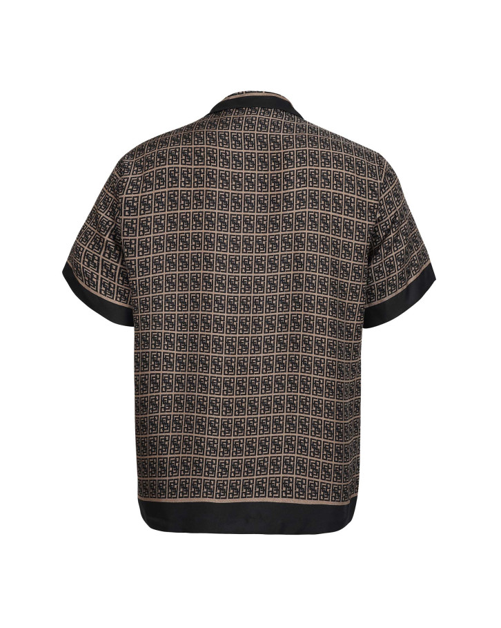 Brown-based, black 'FSP' monogram patterned shirt