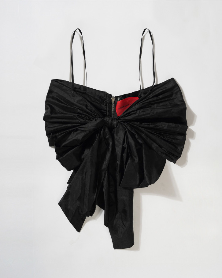 Black tie-up bandeau top