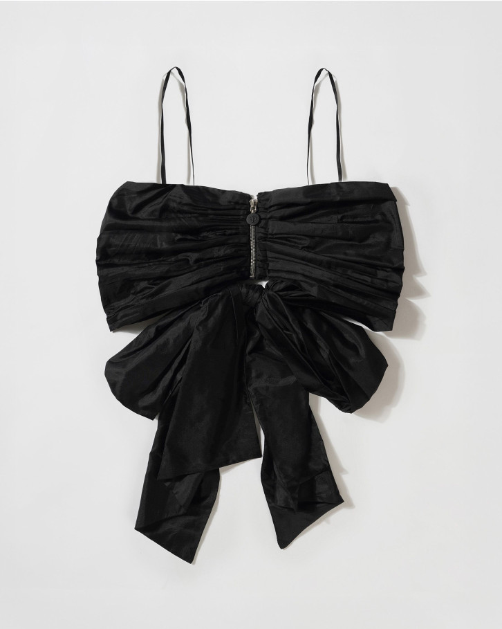 Black tie-up bandeau top