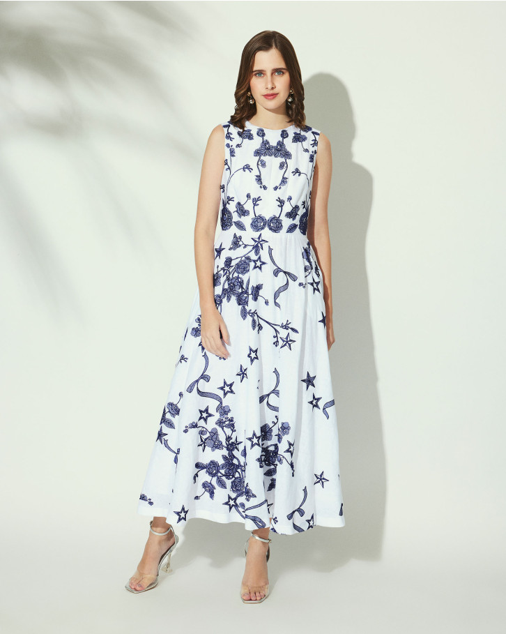 Frosted Lea Linen Long Dress