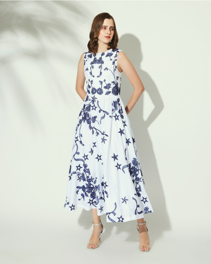 Frosted Lea Linen Long Dress