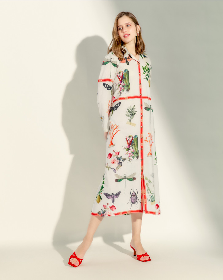 Floral Prism midi shirt dress