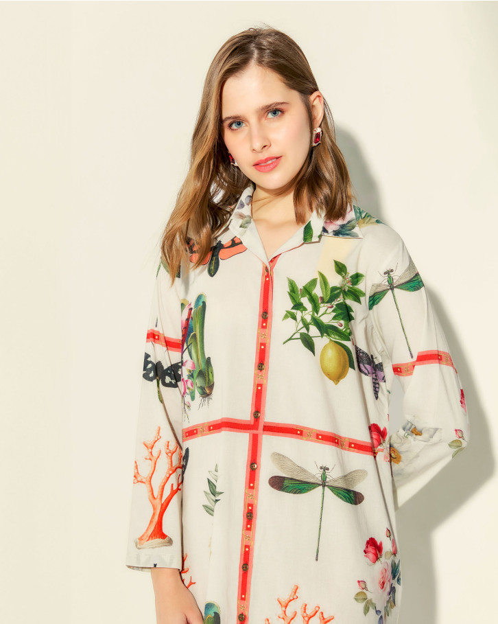 Floral Prism midi shirt dress