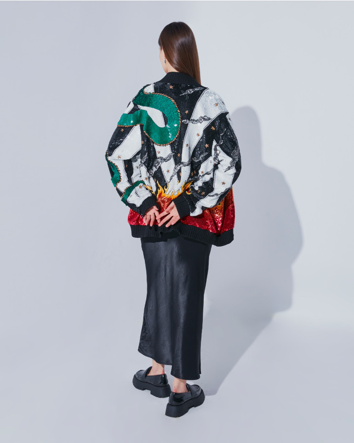 Oriental oversized hand embellished jacket