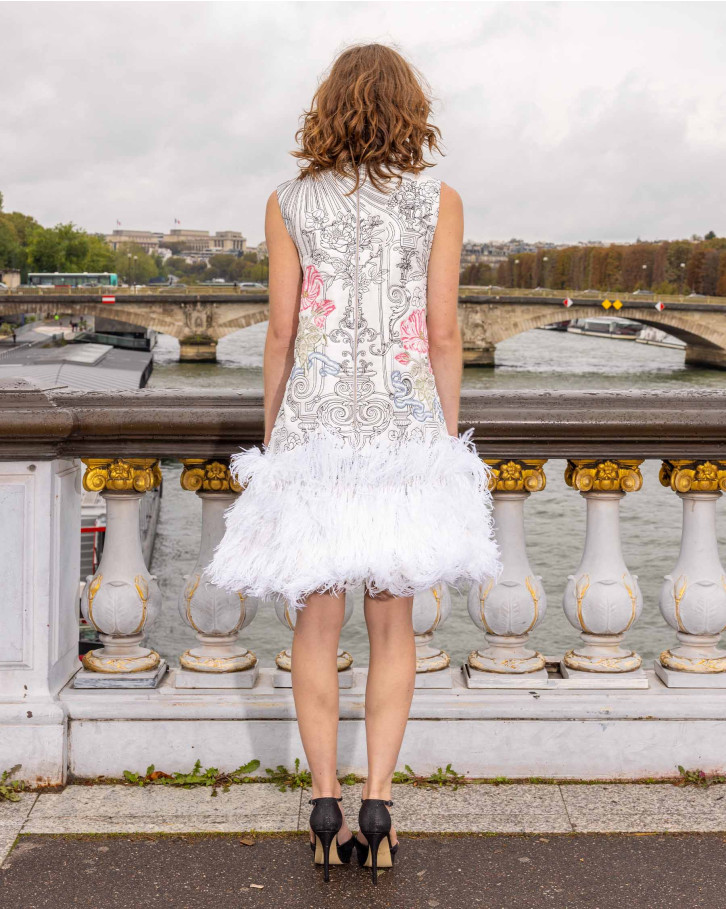 Zinnia, White Quilted Short Dress