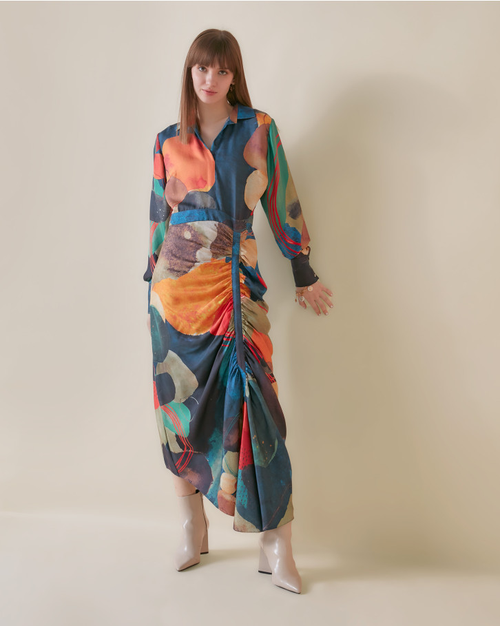Abstract Astral gathered dress