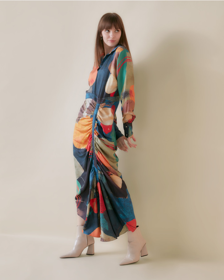 Abstract Astral gathered dress