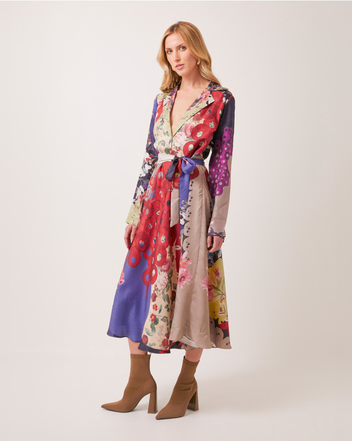 Vivid Bloom tie-up midi dress