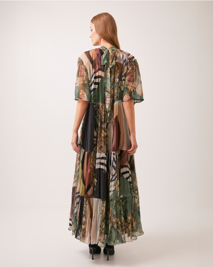 Earthy Meadows pleated long dress