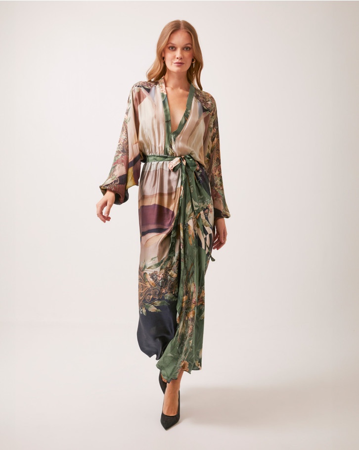 Earthy Meadows tie-up long dress