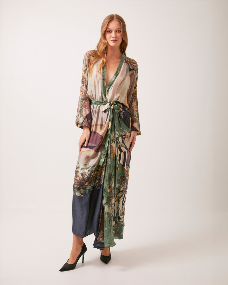 Earthy Meadows tie-up long dress