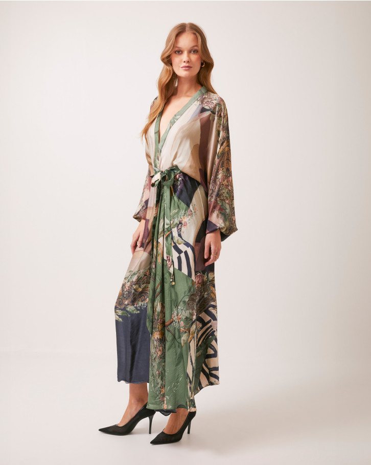 Earthy Meadows tie-up long dress