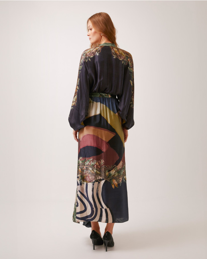 Earthy Meadows tie-up long dress