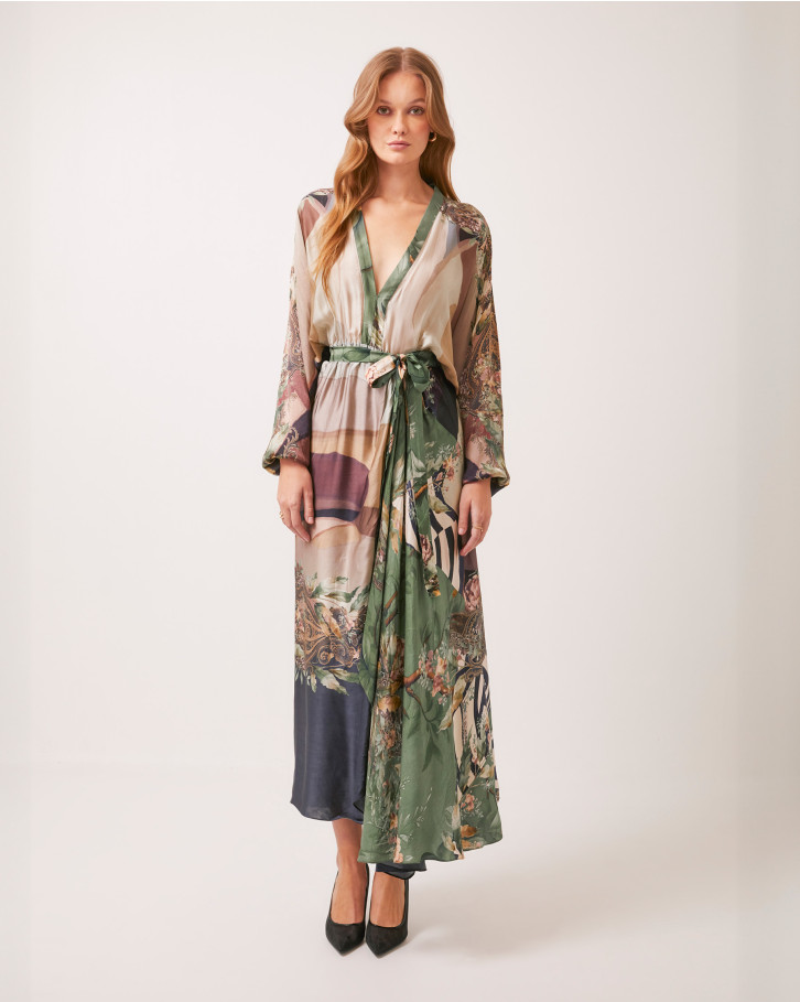 Earthy Meadows tie-up long dress