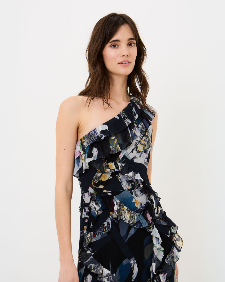 Baritone Blue One-Shoulder Dress